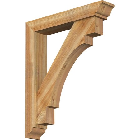 Ekena Millwork Merced Traditional Rough Sawn Bracket w/ Offset Brace, Western Red Cedar, 6"W x 32"D x 38"H BKT0604X32X38MRC01RWR